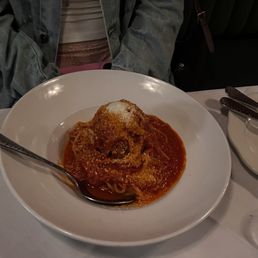 In Italy, putting a meatball on spaghetti is the equivalent of putting pineapple on pizza...offensive. Very delicious.