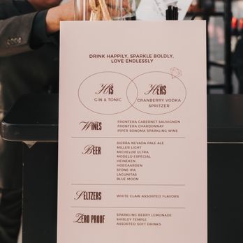 Party On Events - Custom his/hers bar menu designed by Party On Events - Wedding Planning Near Me