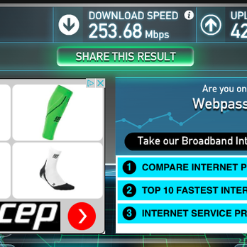 Webpass - I went from speeds in the 20s Mbps (if I was lucky) with Comcast to 253.7 Mbps in the same spot in my apt with Webpass. - Internet Service Providers Near Me - Chicago, Illinois