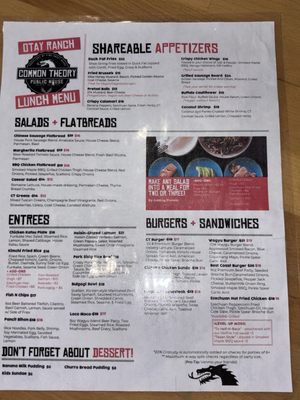Menu photo 4 Common Theory Chula Vista Chula Vista, CA