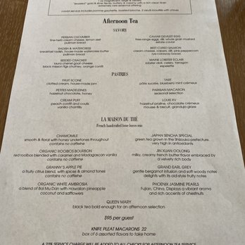 Knife Pleat - Afternoon tea menu - French Near Me - Costa Mesa, California Knife Pleat - Afternoon tea menu - French Near Me - Costa Mesa, California