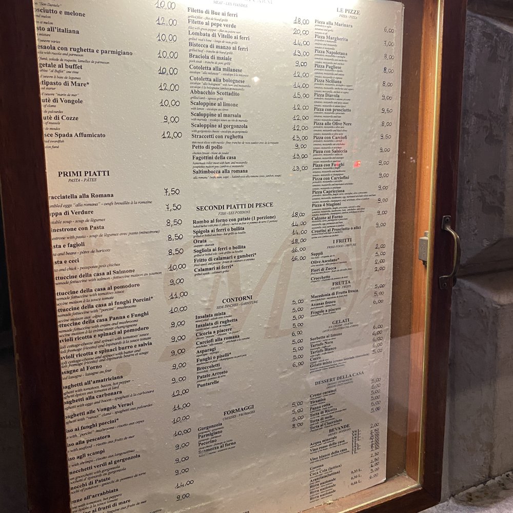 Da Michele - Menu just outside the door - Italian Near Me - Rome, RM