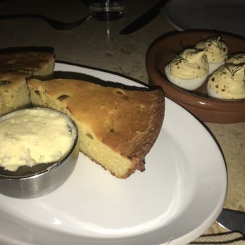 Manuela - Cast iron cornbread (where's the cast iron?), and deviled eggs - New American Near Me - Los Angeles, California Manuela - Cast iron cornbread (where's the cast iron?), and deviled eggs - New American Near Me - Los Angeles, California