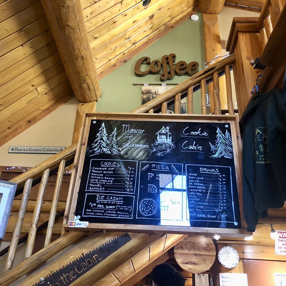 Mt Lemmon Cookie Cabin - Menu inside the cabin - Pizza Near Me - Mount Lemmon, Arizona Mt Lemmon Cookie Cabin - Menu inside the cabin - Pizza Near Me - Mount Lemmon, Arizona