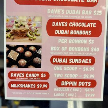Dave’s McCully - Menu (1/2) - Ice Cream & Frozen Yogurt Near Me - Honolulu, Hawaii