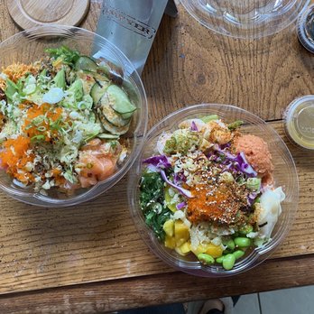 Poke Hale - Left: volcano bowl  Right: Build Your Own Regular Any 2 Protein - Hawaiian Near Me - Buffalo Grove, Illinois