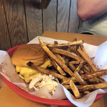 Art’s Place - One of Art's famous burgers: the 1/2lb bacon cheeseburger and a pile of fries. - American Near Me - Kitty Hawk, North Carolina