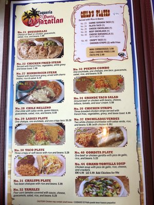 Menu photo 8 Taqueria El Puerto Mazatlan Mathis, TX