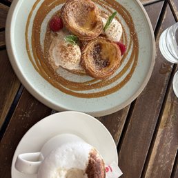 Custard tart and cappuccino Custard tart and cappuccino