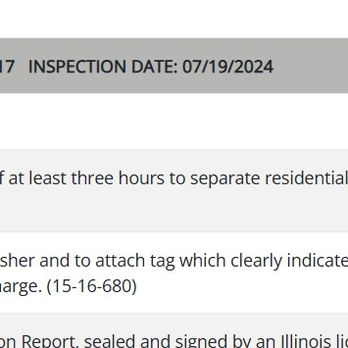 State & Chestnut - Building department records 11/2024 - A digital image of a building violation report indicating 15 violations, including fire safety and documentation issues. - Apartments Near Me - Chicago, Illinois