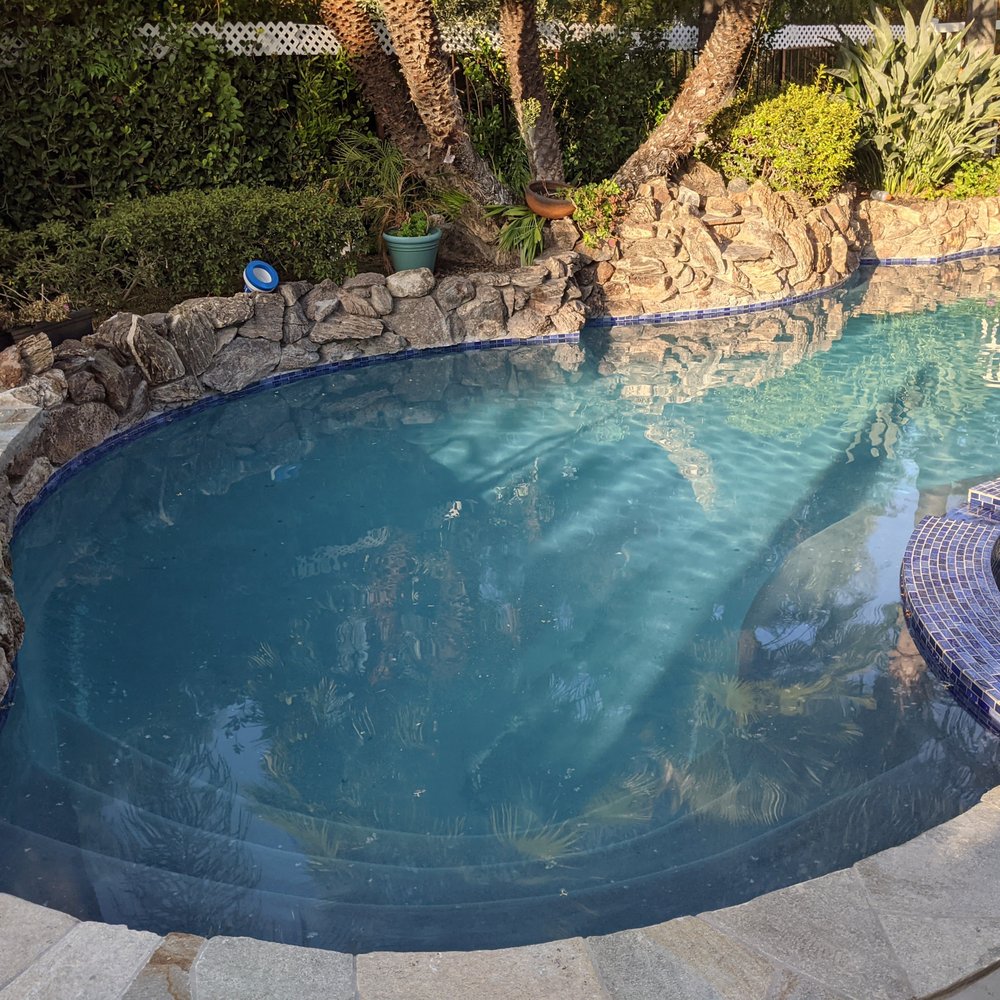 Timeless Pools - Pebbletec discoloration from poor application. And no this isn't caused by chlorine tab. - Pool & Hot Tub Service Near Me - Brea, California Timeless Pools - Pebbletec discoloration from poor application. And no this isn't caused by chlorine tab. - Pool & Hot Tub Service Near Me - Brea, California