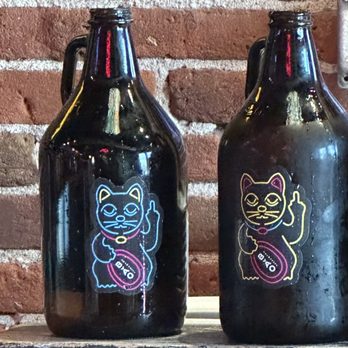 Bao Brewhouse - Water jugs with Brewhouse Lucky Cat - Dim Sum Near Me - Denver, Colorado
