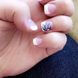 French manicure with design and crystal