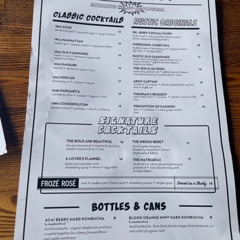 Rustic Root - Menu - Cocktail Bars Near Me - San Diego, California