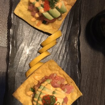 Red Sake - Tuna poke crisp - Sushi Bars Near Me - Charlotte, North Carolina Red Sake - Tuna poke crisp - Sushi Bars Near Me - Charlotte, North Carolina