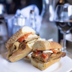 Cucina 347 - Eggplant, fresh mozzarella and roasted red pepper sandwich