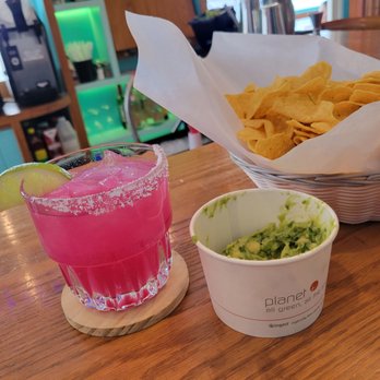 Agua Verde Cafe - PRICKLY PEAR MARGARITA + CHIPS & GUACAMOLE - Mexican Near Me - Seattle, Washington