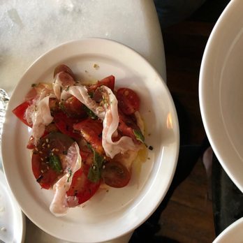 Bar Piquette - Tomato Salad with guanciale - Wine Bars Near Me - Toronto, Ontario
