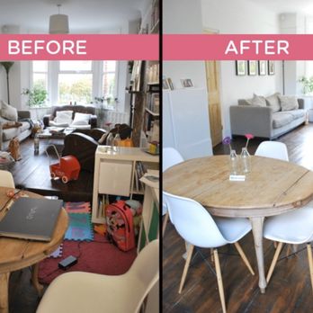 Organized Space By Angela - Before and after living and dining room. - Home Organization Near Me Organized Space By Angela - Before and after living and dining room. - Home Organization Near Me
