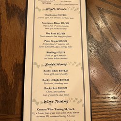 Silver Vines Winery - Wine menu