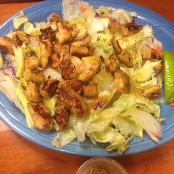 Jalapeno's Taqueria - Grilled chicken salad with green sauce that comes on the side but I poured all over. - Mexican Near Me - Modesto, California