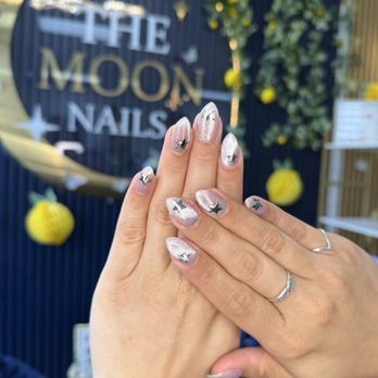 The Moon Nails - My most recent set, with builder gel and cat eye with chrome stars - Nail Salons Near Me - Union City, California The Moon Nails - My most recent set, with builder gel and cat eye with chrome stars - Nail Salons Near Me - Union City, California