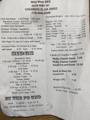 Menu photo 3 J and L Wild West Barbeque Loganville, GA