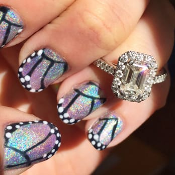 Acryliq Nails - This phenomenal nail art has lasted over 3 weeks! The ombre/gradient was done by Deja and the wing art was done by Leelee. - Nail Salons Near Me - Canoga Park, California Acryliq Nails - This phenomenal nail art has lasted over 3 weeks! The ombre/gradient was done by Deja and the wing art was done by Leelee. - Nail Salons Near Me - Canoga Park, California