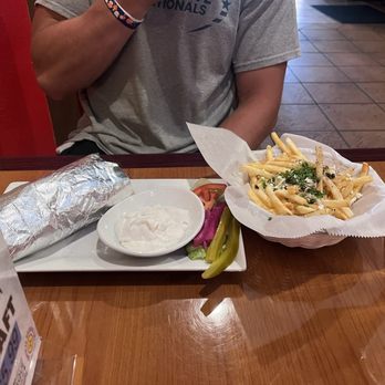 Mazaya Cafe - Gyros Wrap with Greek Fries - Mediterranean Near Me - Albuquerque, New Mexico