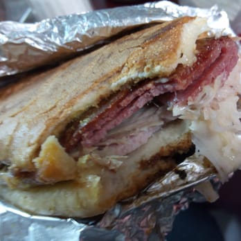 Margon - Their famous cubano. Salami + roast pork + ham + Swiss cheese + dill pickle = oyeah. - Cuban Near Me - New York, New York Margon - Their famous cubano. Salami + roast pork + ham + Swiss cheese + dill pickle = oyeah. - Cuban Near Me - New York, New York