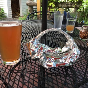 Flatbread Company - Local blueberry beer and their version of a takeout box. - Pizza Near Me - North Conway, New Hampshire