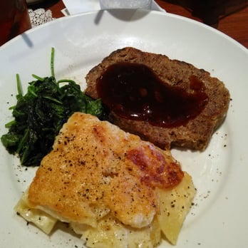 Mimi's Cafe - Meatloaf with spinach and cheesy augratin potatoes - American Near Me - Arlington, Texas Mimi's Cafe - Meatloaf with spinach and cheesy augratin potatoes - American Near Me - Arlington, Texas