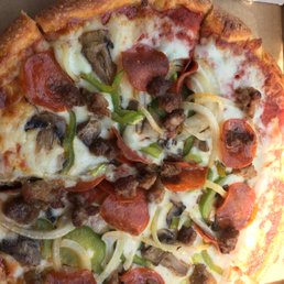 Small Ultimate pizza is packed with our favorites and was easy for me to bite and chew with its soft crust. Marvelously crafted.