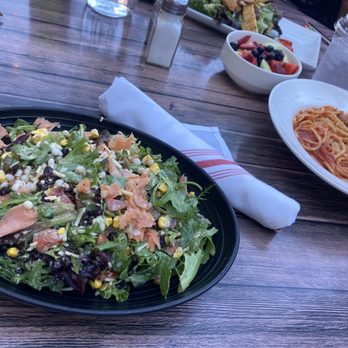 Fork - B.C.S. salad + kids spaghetti and fruit + crispy chicken salad - New American Near Me - Boise, Idaho Fork - B.C.S. salad + kids spaghetti and fruit + crispy chicken salad - New American Near Me - Boise, Idaho