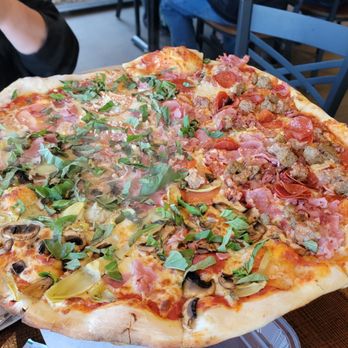 Burattino Brick Oven Pizza - Three of Burattino's classic pizzas in one - Meatlovers, Quattro Gusti and Romana - Pizza Near Me - Carson, California