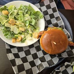 Rum Bay Restaurant - Swamp burger with Ceasars salad. The burger was pretty good, but the salad was a little bland.