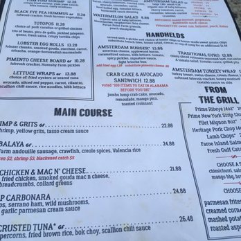 Amsterdam Cafe - Menu - New American Near Me - Auburn, Alabama