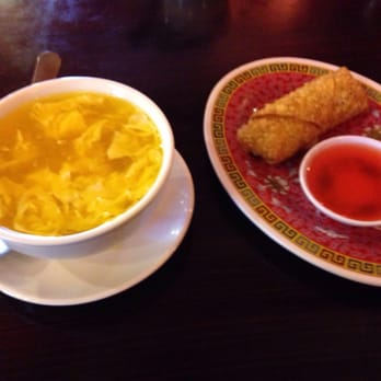 Sunrise Chinese Restaurant - Egg drop soup and an egg roll - Chinese Near Me - Abilene, Texas