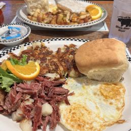 Corned Beef Hash (front) & Chicken Fried Steak (back) Corned Beef Hash (front) & Chicken Fried Steak (back)