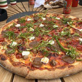 Slice House by Tony Gemignani - Wiseguy Pizza. Not sure what size but massive - Pizza Near Me - San Diego, California Slice House by Tony Gemignani - Wiseguy Pizza. Not sure what size but massive - Pizza Near Me - San Diego, California