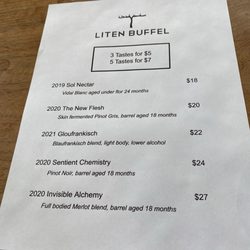 Liten Buffel - Tasting menu as of March 2024
