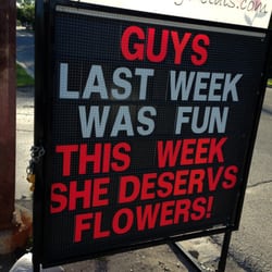 Gypsy Rose Florist - The Pushing Petals sign one week after Stampede :)