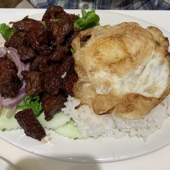 Lowell Restaurant - Bo loc lac with rice and egg $15.95 - Cambodian Near Me - Lowell, Massachusetts