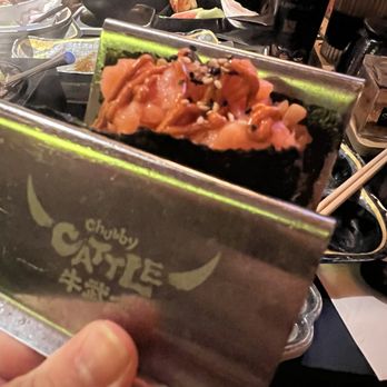 Chubby Cattle - Hand roll, salmon - Barbeque Near Me - Pleasanton, California