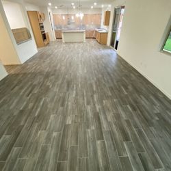 Rubio’s Flooring - Warm gray wood plank tile 6 x 24 inches