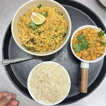 Mahan Indian Restaurant - Pilaf rice and Chana Masala - Indian Near Me - Monrovia, California