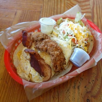 Torchy's Tacos - Crisp Waffle, Fried Egg, Fried Chicken, Bacon / Fried Avocado, Refried Beans, Pico, Lettuce, Cheese - Tex-Mex Near Me - Austin, Texas Torchy's Tacos - Crisp Waffle, Fried Egg, Fried Chicken, Bacon / Fried Avocado, Refried Beans, Pico, Lettuce, Cheese - Tex-Mex Near Me - Austin, Texas