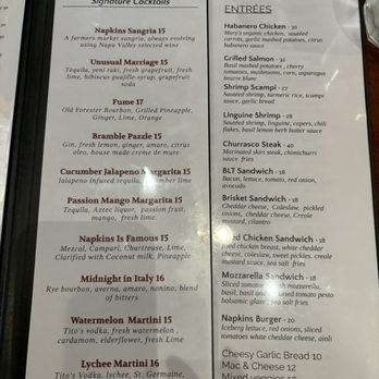 Napkins  - Menu - New American Near Me - Napa, California