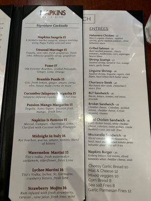 Menu photo 5 Napkins  Napa, CA