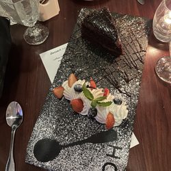Towering chocolate cake